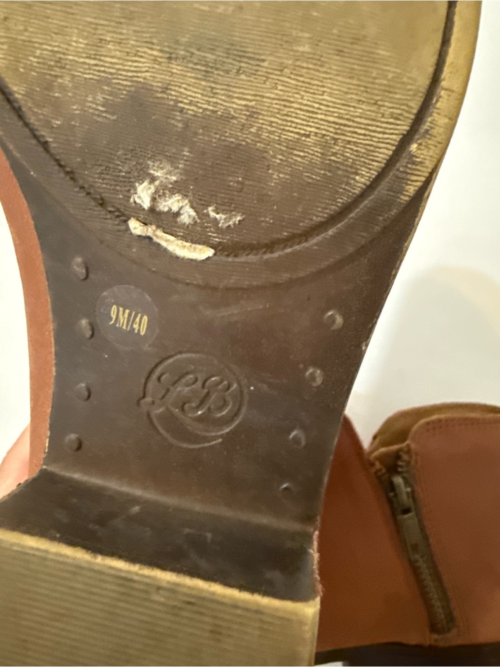 Lucky Brand Tan Brown Leather Ankle Booties Zip Side Size 9 - Picture 7 of 10